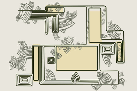 Pastel geometric spiral with stylized leavesのイラスト素材