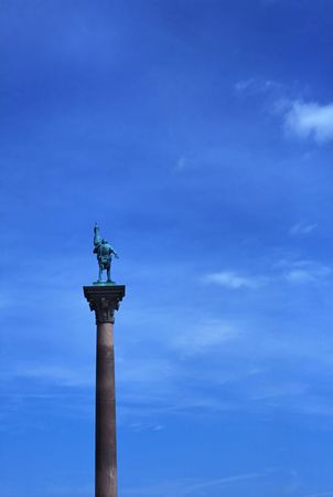 Statue in Stockholm Sweden, Historical. Clear blue skies as background.の写真素材