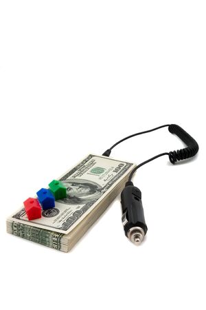 A charger conceptualizes recharging the finances to service/refinance mortgage, loans.の写真素材