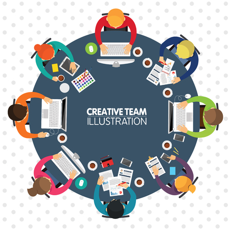 Business meeting and brainstorming. Flat design.のイラスト素材