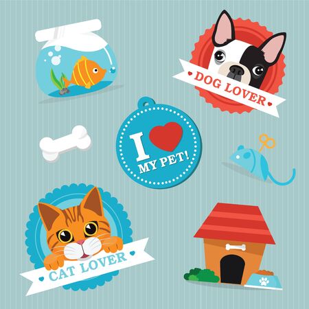 pet animals and objects vector illustrationのイラスト素材