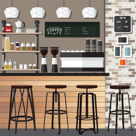 illustration of interior of a modern coffee shopのイラスト素材