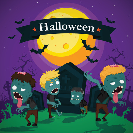 Halloween vector illustration - Dead Man's from the ground with invitation to zombie partyのイラスト素材