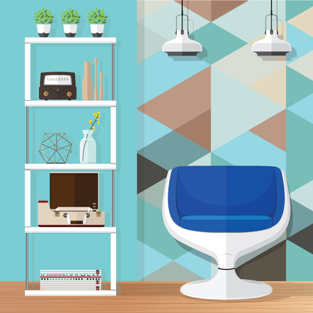 Living room furniture design concept set with modern home interior elements isolated vector illustrationのイラスト素材