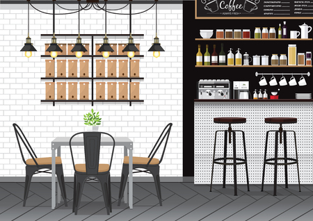 Modern Flat Design Kitchen Bar Interior Vector Illustrationのイラスト素材