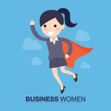 Super Business Woman Concept in Cartoon Illustration.のイラスト素材