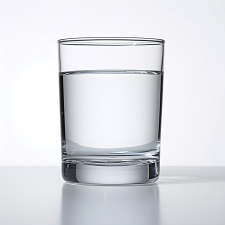 A glass of water on a white background. 3d rendering, generative AIの素材