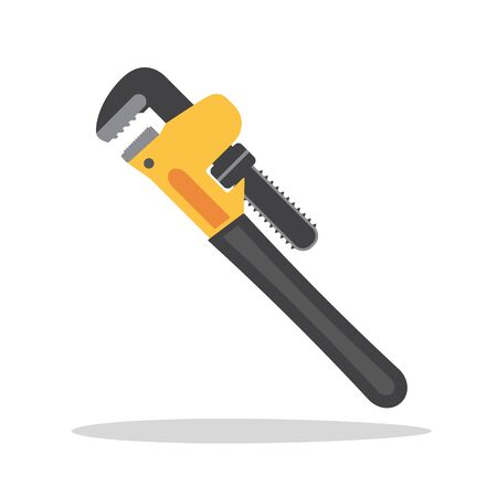 Pipe wrench with adjustable jaw.Flat style vector illustrationのイラスト素材