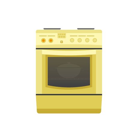 Kitchen stove with a pot inside an oven.のイラスト素材