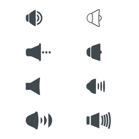 Set of basic sound volume icons for web and user interface. Mobile UI icons for media playersのイラスト素材