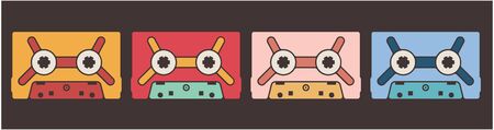 Colorful cassette tapes. Old school art concept.のイラスト素材