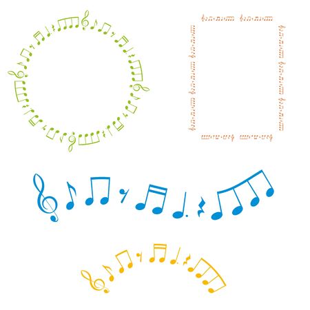 Musical notes pattern brush. Ornamental and decorative music notation stroke symbols.のイラスト素材