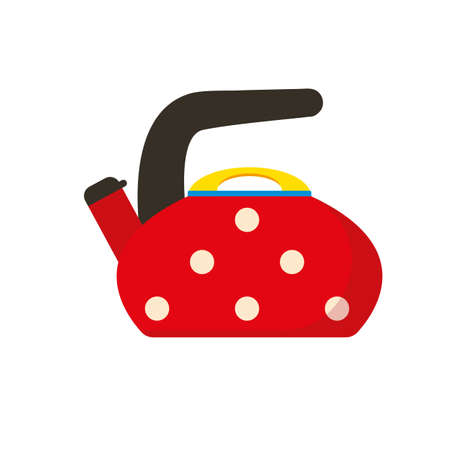 Red Kettle. Polka Dot Teapot vector illustration.のイラスト素材