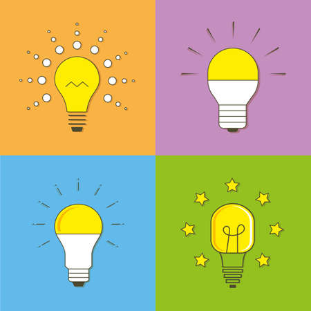 Lightbulb idea concept. Bulb colorful logo vector illustration, creative mindset.のイラスト素材