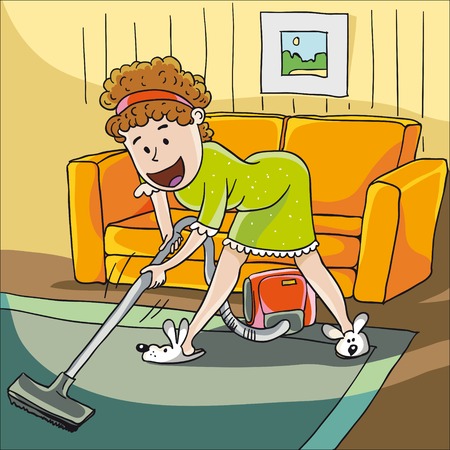 woman with a vacuum cleanerのイラスト素材