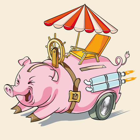 vector illustration. pig piggy or rapid accumulationのイラスト素材