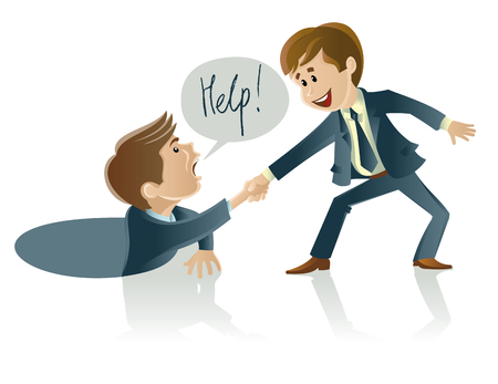 Vector illustration of two men one of whom helps anotherのイラスト素材