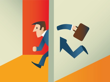 Business man in a surprisingly quick run through the wall.のイラスト素材