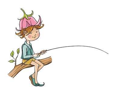 Elf sitting on a branchのイラスト素材