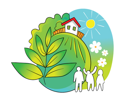 Family lives outside the city, vector illustration.のイラスト素材