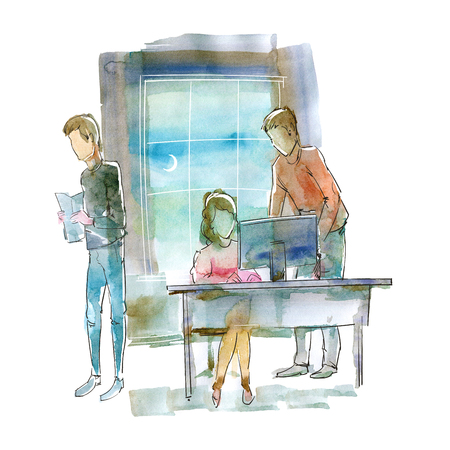 Evening at the officeの写真素材