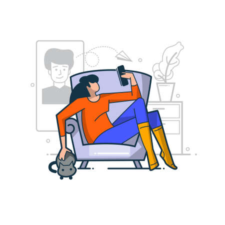 Online communication.Video call and chat with people.のイラスト素材
