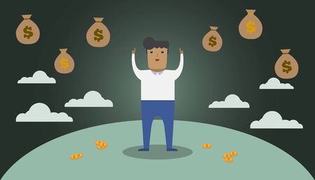 Money dream illustration manのイラスト素材