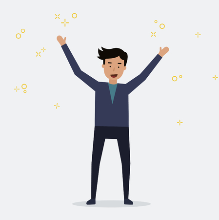 Happy businessman success work .Vector illustration in a flat style.のイラスト素材