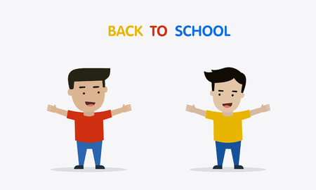 Welcome back to school with boys vector illustrationのイラスト素材
