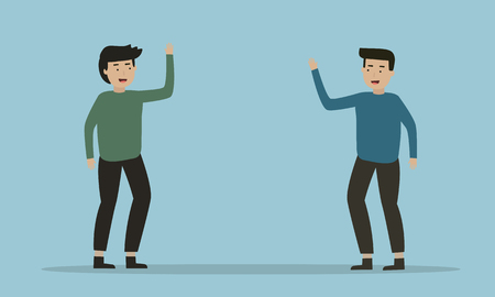 A boys giving high five to his partner illustration.のイラスト素材