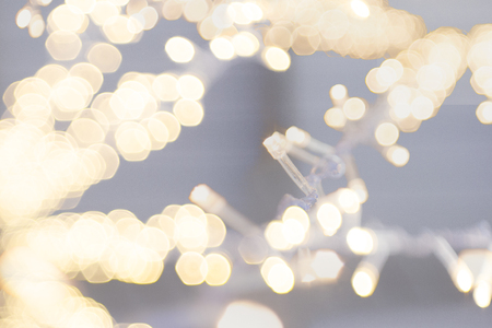 abstract string light on white fabric wedding decorateの写真素材