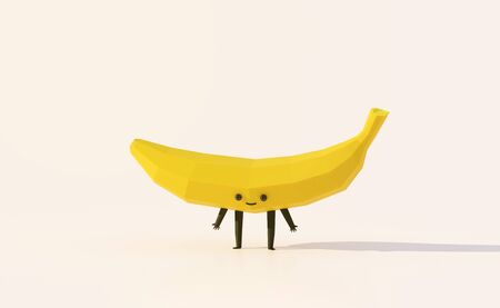 Banana fruit cute cartoon character ,3d illustration render.の写真素材
