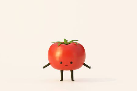 tomato 3d cute cartoon character design, garden plant vegetable.の写真素材