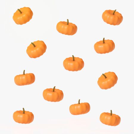 Orange Pumpkins 3d illustration float on white background.の写真素材