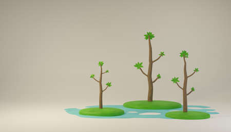 Plant in the world and a little of water, 3d renderingの写真素材