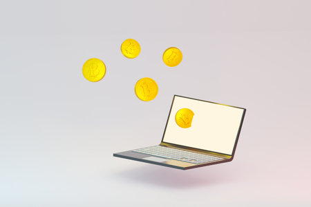 Investment in bitcoin concept  ,Online money cryptocurrency, 3d illustrationの写真素材
