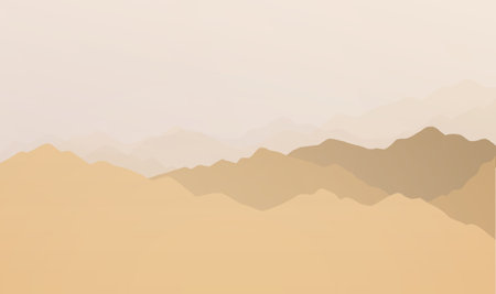 Brown mountain with fogcy natural scence backgroundの写真素材