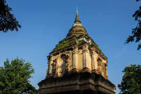 thai temple  Wat Jet Yod    This temple contains supreme examples of Lanna art in Chiangmaiの写真素材