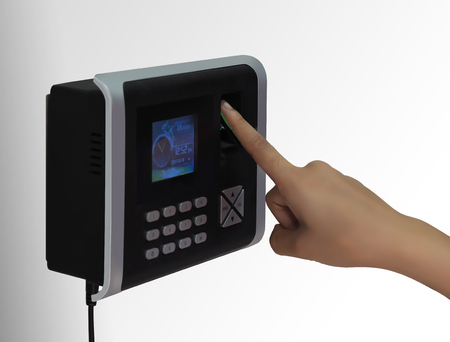Finger scanner for record work time in the officeの写真素材