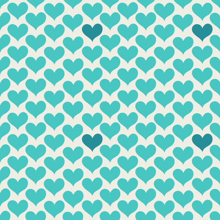 Colorful seamless pattern with hearts. Vector illustration. Hearts on a light background. Turquoise heartsのイラスト素材