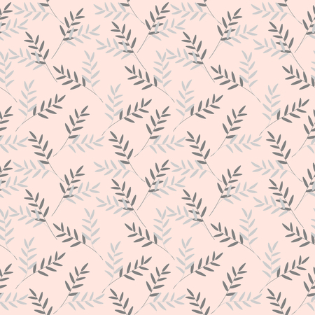 Beautiful seamless background with leaves. Vector seamless pattern with leaves on a pink backgroundのイラスト素材