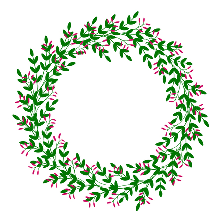 Beautiful round wreath with flowers. Vector illustration.のイラスト素材