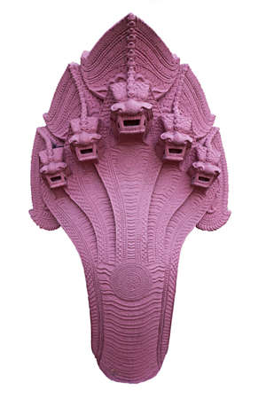 The five golden heads Serpent statue on white backgroundの写真素材