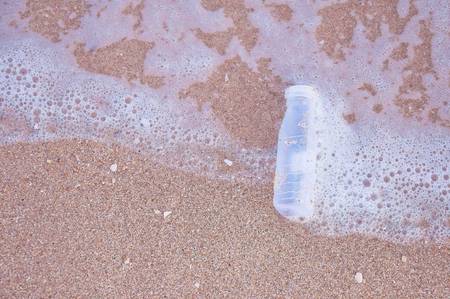 Plastic Bottle Litter on the Beachの写真素材