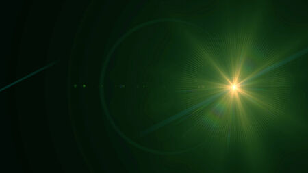 Green light on black backgroundの写真素材