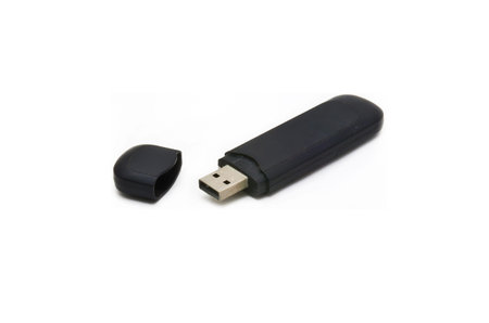 Black usb flash drive isolated on the white background
