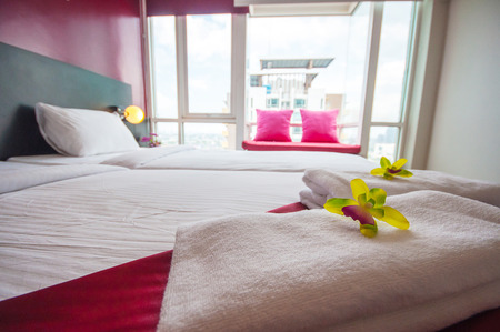 Towers and Beautiful bedroom interiorのeditorial素材