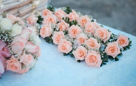 Rose placed on the deskの写真素材