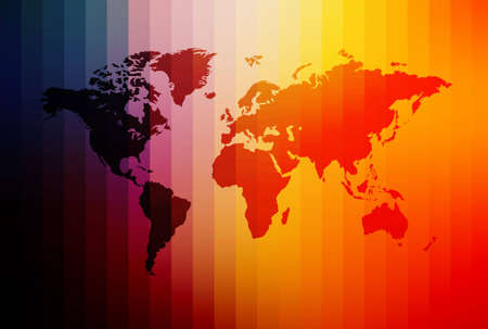 A colorful unfolded map of the world.の写真素材
