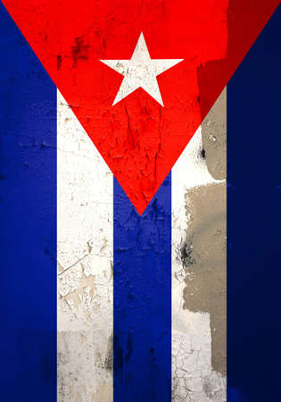 Photo of old and weathered cuban flagの写真素材